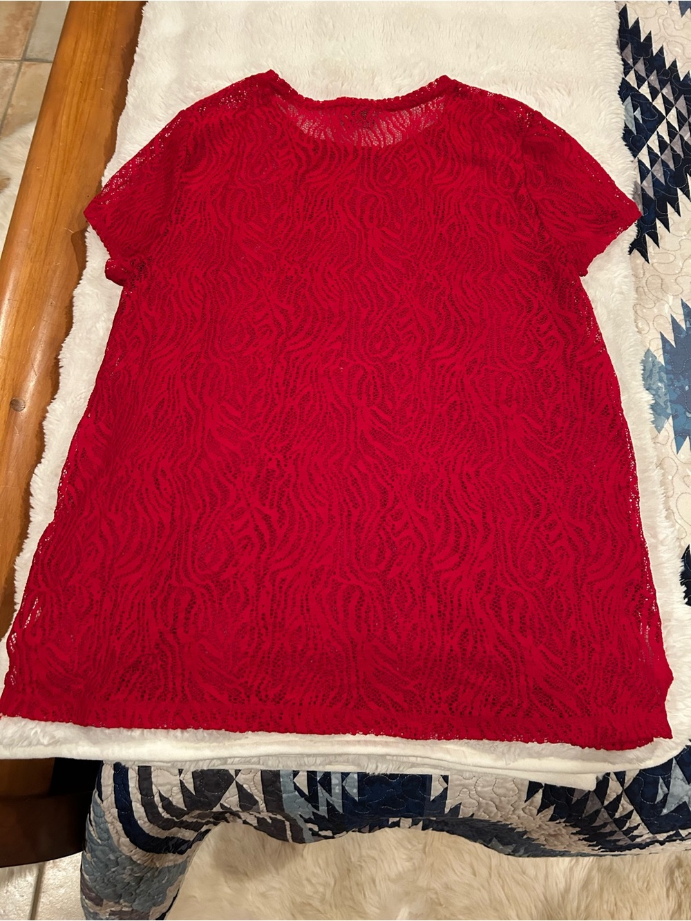 Chico's Red Lace Short-Sleeve Tunic 2
